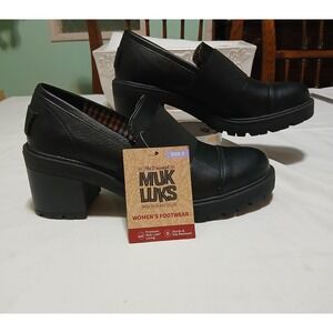 MUK LUKS‎ Heeled Loafer Lug Sole Slip On Comfort Heel Shoes Size 9